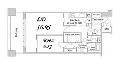 Daiwaリバーゲートレジデンス北ウィング 1LDKの間取図画像