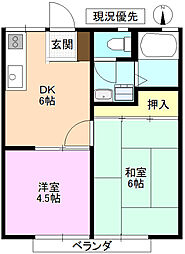 サンハイツ 2階2DKの間取り