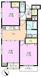 新田ツインズ 1階3Kの間取り