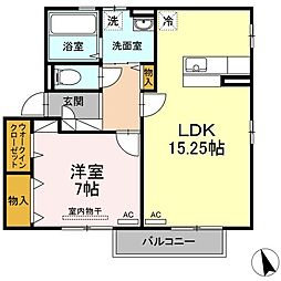 Ｋ-シャルマン 2階1LDKの間取り