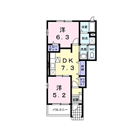 ミニョン・バティマン　Ａ 1階2DKの間取り