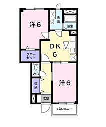 グランドステージしなの　Ａ 1階2DKの間取り