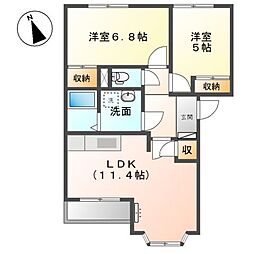 HAPPY LIFE エバラス 2階2LDKの間取り