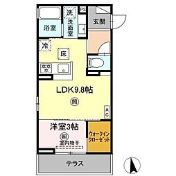 トリシア横町NORTH 1LDKの間取図画像