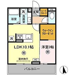 トリシア横町SOUTH 1LDKの間取図画像