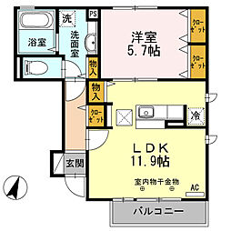 グレイシア 1LDKの間取図画像