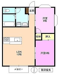 ハーベスト築地 2LDKの間取図画像