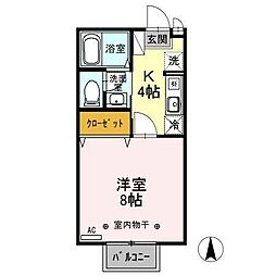 セジュール古里 1Kの間取図画像