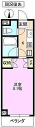 グリーンコート 1Kの間取図画像