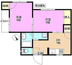 セントラルビル 2DKの間取図画像