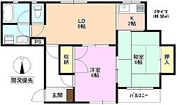 材木町スクエア 2DKの間取図画像