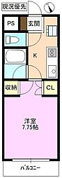 メゾンセシボン東部 1Kの間取図画像