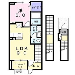 メルグランデ 1LDKの間取図画像