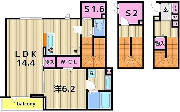 グラナーデ六月 301｜東京都足立区六月２丁目(賃貸アパート1SLDK・3階・70.01㎡)の写真 その2