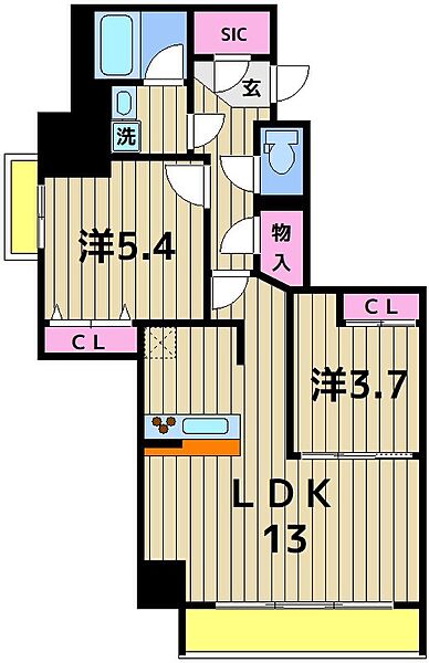 フュージョナル千住緑町 501｜東京都足立区千住緑町３丁目(賃貸マンション2LDK・5階・56.09㎡)の写真 その2