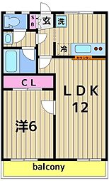オオギセントラルプラザ 1LDKの間取図画像
