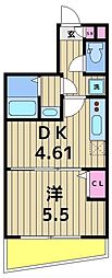 ペアパレス六町1号館 1DKの間取図画像