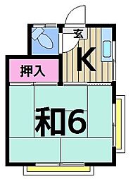 黒川荘 1Kの間取図画像