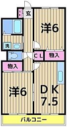 エステート西新井 2DKの間取図画像