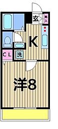 グランビア 1Kの間取図画像