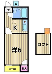 恒陽ハイツ 1Kの間取図画像