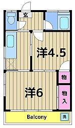 小倉コーポ 2Kの間取図画像