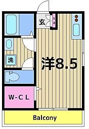 リーベン ワンルームの間取図画像