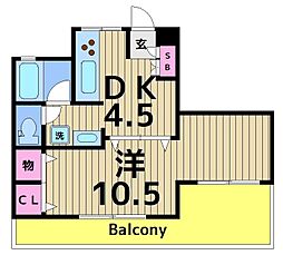 第三小泉ビル 1DKの間取図画像