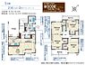 間取り：リビングの折上天井とキッチンのポップアップ天井が印象的な対面キッチン、薄型レンジフードで食洗機付LDK16帖、2階バルコニーに面した洋室11.25帖は二部屋にアレンジ可、洋室6帖はWIC、テラスドア付