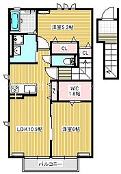 La.HAL　学園の森 2階2LDKの間取り