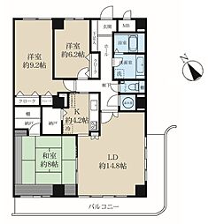 アメニティタワー相模原 3LDKの間取図画像