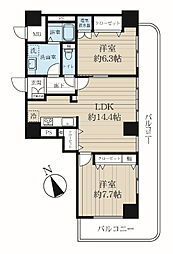 アメニティタワー相模原 2LDKの間取図画像