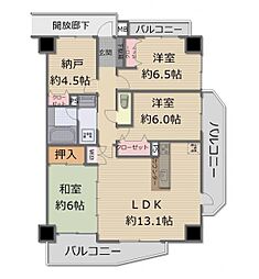ニューヒルハウス 3SLDKの間取図画像