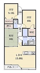 泉・パークスクエアグラン 3LDKの間取図画像
