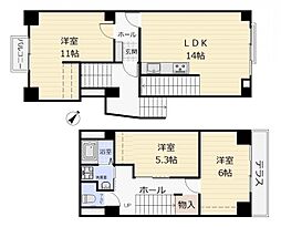 レジデンスサンシャイン広瀬川 3LDKの間取図画像