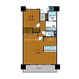 キングマンションプリフォール谷町 1LDKの間取図画像