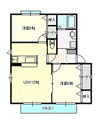 バリュージュアクティ2 2LDKの間取図画像