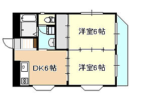 岡山県岡山市北区奥田１丁目（賃貸マンション2DK・2階・42.12㎡） その2