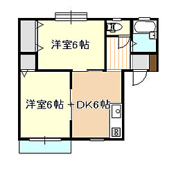 エスティ福成1 2DKの間取図画像