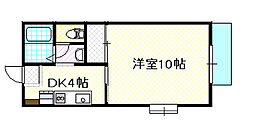 ビーライン南輝 1Kの間取図画像