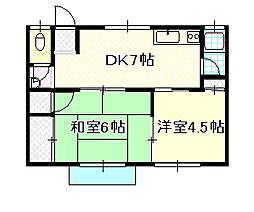 富士荘No.1 2DKの間取図画像