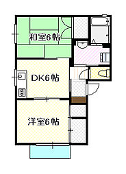 BlueメゾンB 2DKの間取図画像