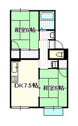 シャンポール浜野C 2DKの間取図画像