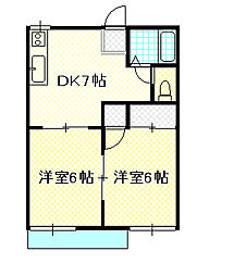 コーポグローリィ 2DKの間取図画像