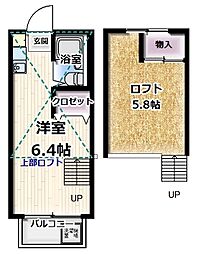 アレックスヒル ワンルームの間取図画像
