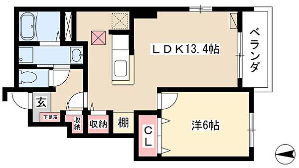 ジョリー　フルール ｜愛知県名古屋市中川区野田3丁目(賃貸アパート1LDK・1階・45.89㎡)の写真 その2