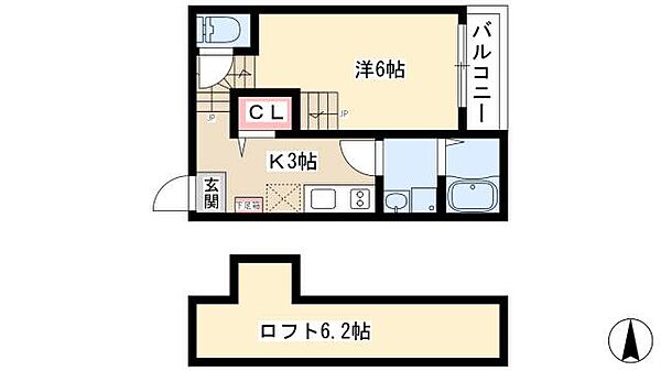 ルノンキュール ｜愛知県名古屋市中村区中島町1丁目(賃貸アパート1K・1階・21.64㎡)の写真 その2