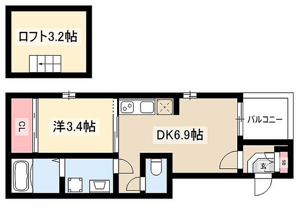 ハーモニーテラス下米野町II ｜愛知県名古屋市中村区下米野町3丁目(賃貸アパート1DK・1階・26.96㎡)の写真 その2