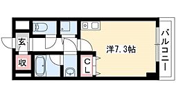 ベレーサ築地口ステーションタワー 12階ワンルームの間取り