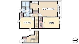 サンロード 2階2LDKの間取り